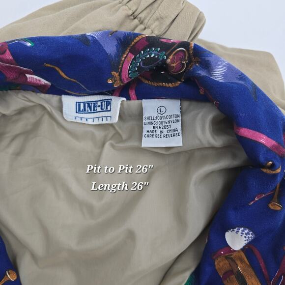 Vintage Line-Up Golf Windbreaker Jacket L — 80s 90s Preppy Sport Print - Picture 4 of 4